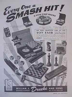Drueke ad in Playthings magazine, March 1946