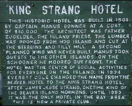 King Strang Hotel sign